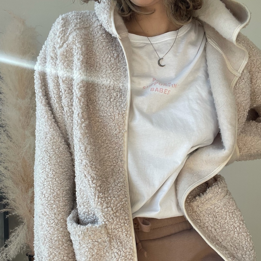 Forever 21 hooded faux shearling jacket